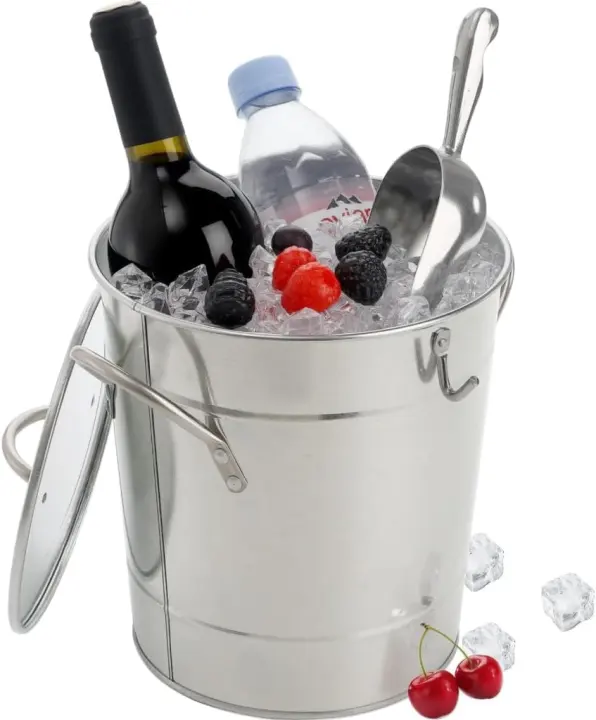 YOUEON 4-Liter Insulated Galvanized Steel Ice Bucket with Scoop & Lid