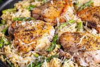 Creamy One-Pan Chicken Orzo with Parmesan and Asparagus