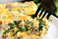 Savory Keto Sausage and Spinach Egg Bake