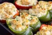 Creamy Keto Chicken Alfredo Stuffed Peppers