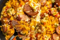 Creamy Cheesy Sausage Rice Skillet