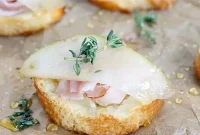 Prosciutto and Pear Crostini