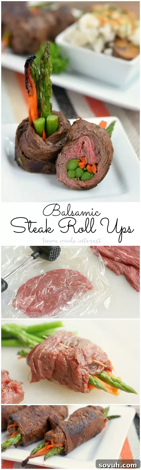 Delicious Balsamic Steak Roll Ups combining steak and vibrant vegetables, perfect for an easy, impressive dinner cooked on the grill or stovetop.