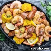 Instant Pot Shrimp Boil in a platter