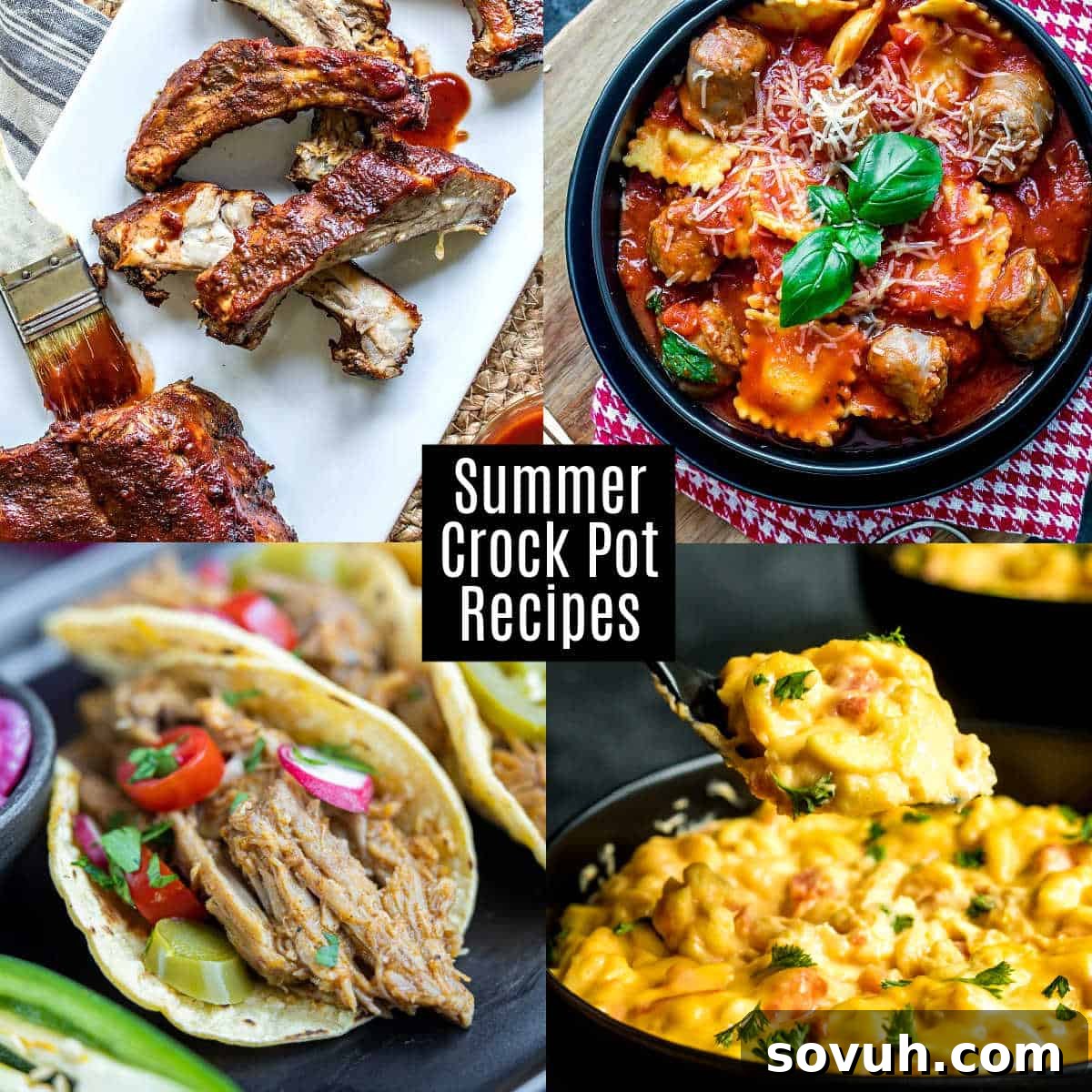 square collage of Summer Crock Pot Recipes