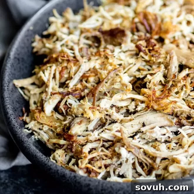 Slow Cooker Pulled Pork Carnitas in a bowl