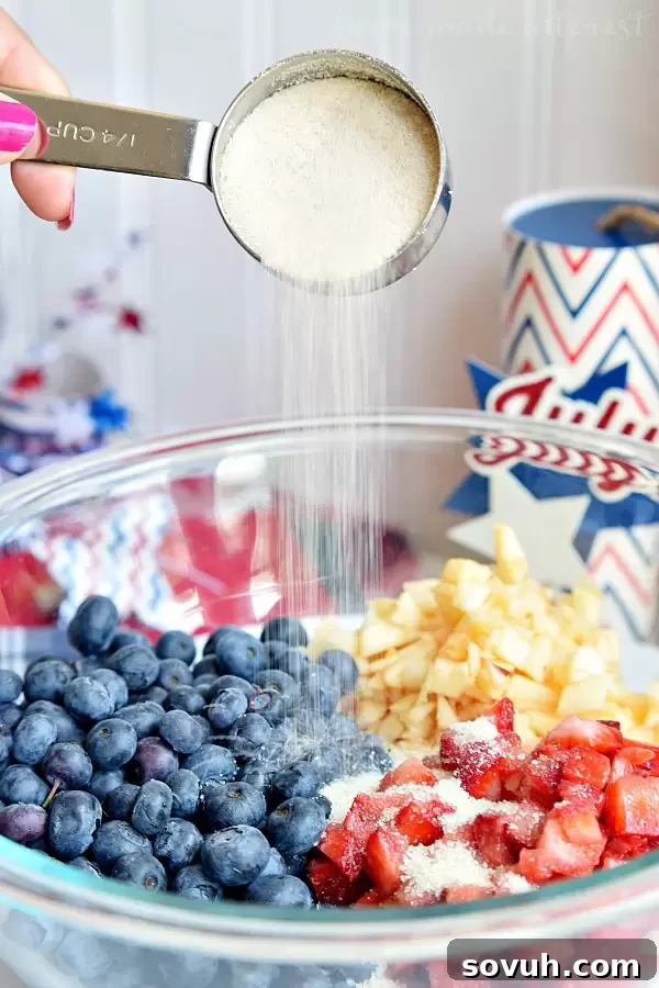 Ingredients for Summer Fruit Salsa arranged with star-shaped cinnamon sugar chips, highlighting the simplicity of preparation.