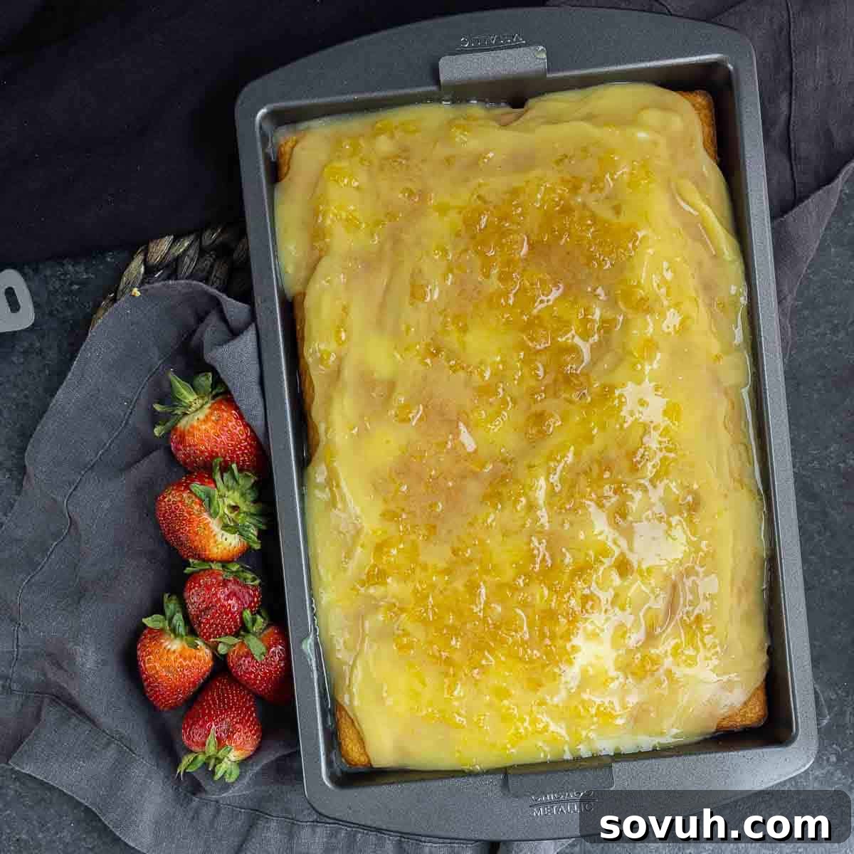 pineapple topping on Banana Split Cake