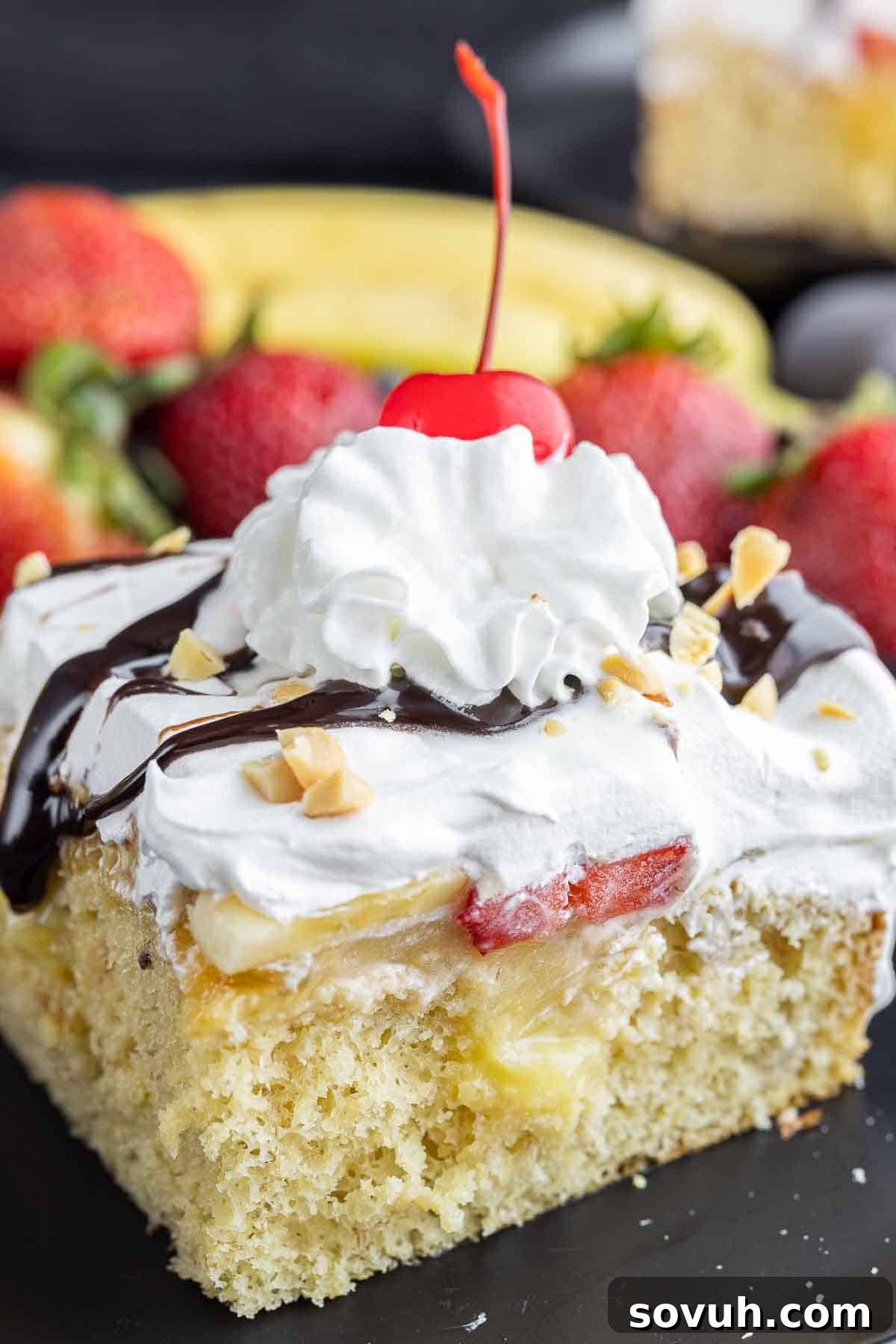 slice of Banana Split Cake