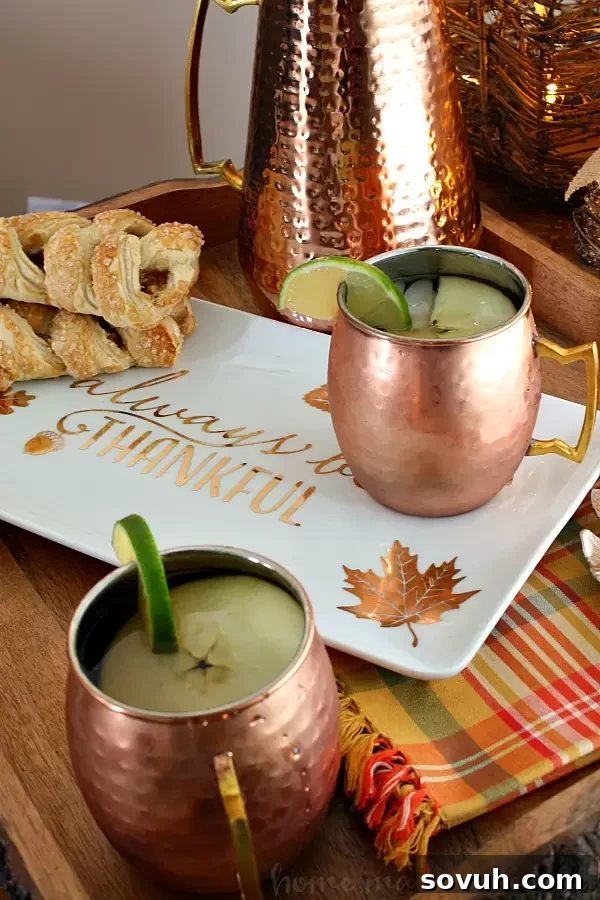 This Apple Cider Moscow Mule is your go-to fall drink. Combining apple cider, vodka, and ginger beer for a festive and flavorful autumn treat. Perfect for any gathering!