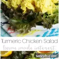 This easy turmeric chicken salad is full of flavor and healthy benefits like antioxidants. It is a healthy low carb lunch or dinner recipe that you can make ahead of time.