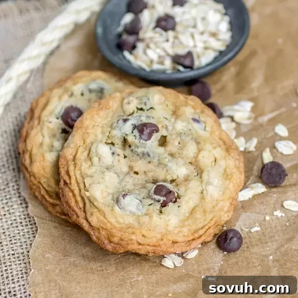 Cowboy Cookies with oats and chocolate chips