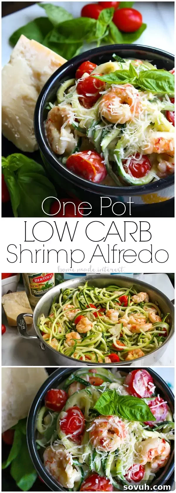 One-Pot Low Carb Shrimp Alfredo, a healthy and quick dinner idea