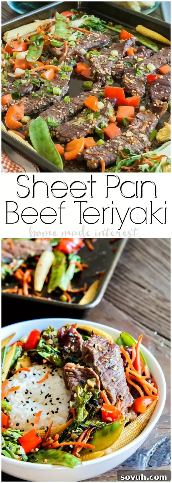 Sheet Pan Beef Teriyaki with tender beef and vibrant Asian vegetables served over rice, a perfect easy weeknight dinner recipe.