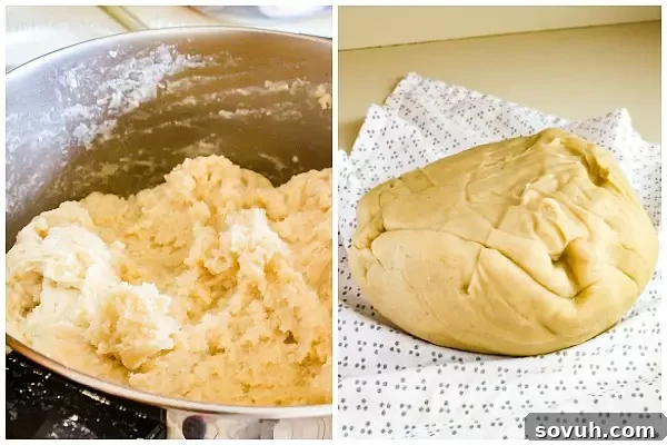 Preparing the dough for authentic Portuguese Shrimp Turnovers (Rissóis de Camarão). A crucial step in making these traditional make-ahead party appetizers with a creamy shrimp filling.