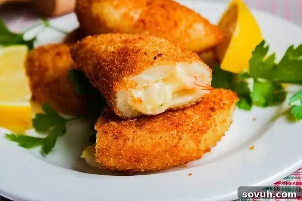 The ultimate Portuguese party appetizer: golden and crispy Portuguese Shrimp Turnovers (Rissóis de Camarão). A delicious make-ahead seafood recipe perfect for any celebration.