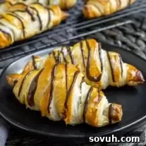Easy Chocolate Croissant on black plate
