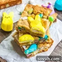 Colorful Easter Blondies 5 Featured image of Easter Candy Blondies, ready to be enjoyed.