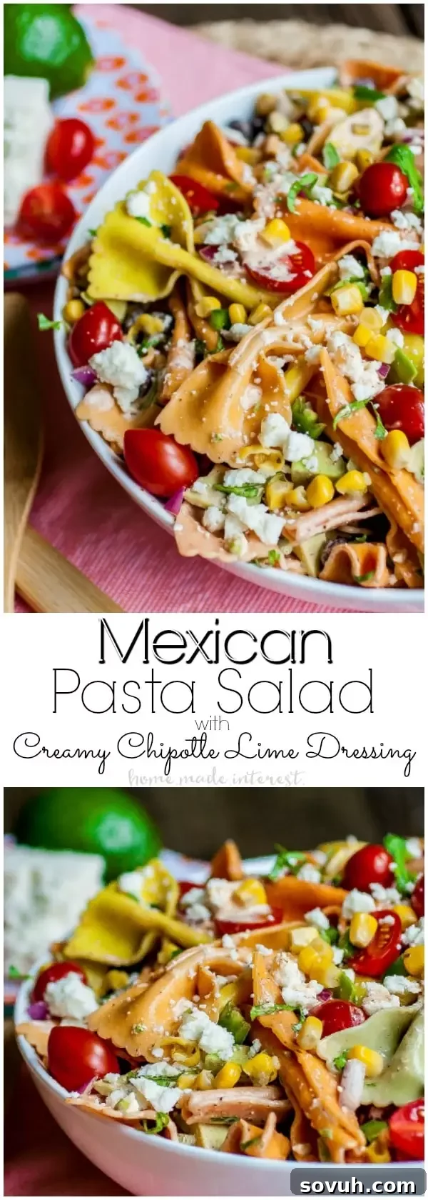 Mexican Pasta Salad, a vibrant and easy summer side dish with multi-colored pasta and bold southwest flavors, perfect for Cinco de Mayo, BBQs, and picnics.