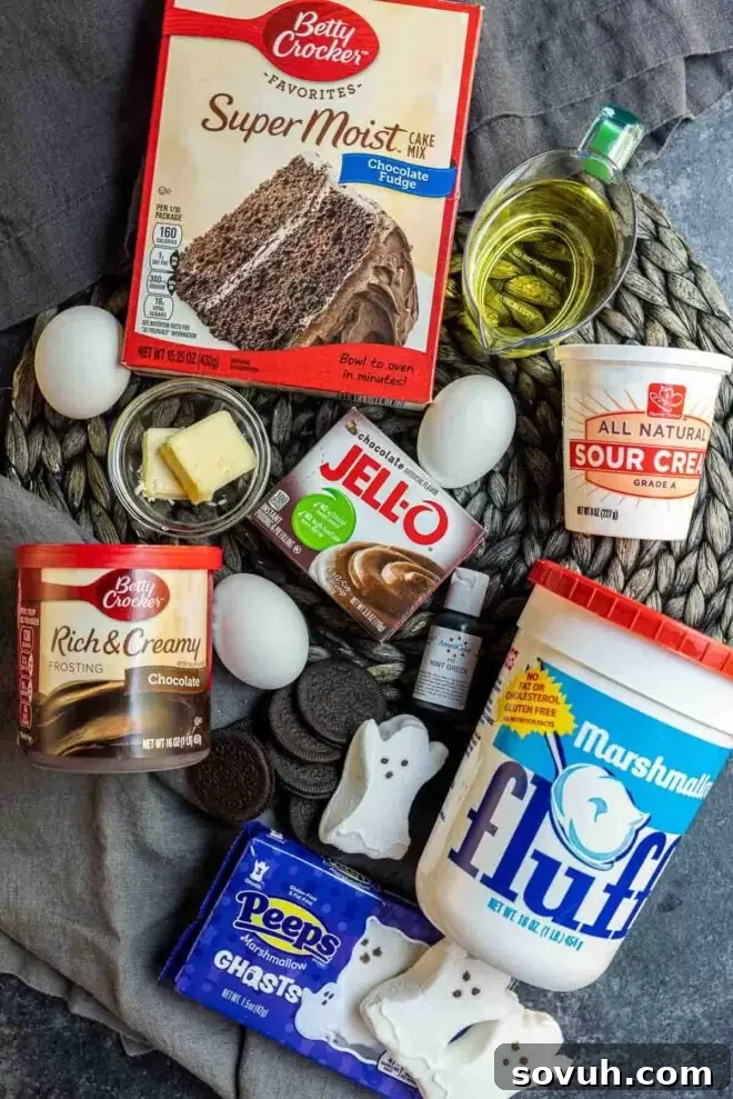 Ingredients laid out for making Ghost Goo Halloween Cupcakes