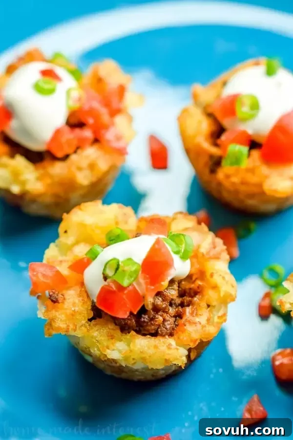 Taco tater tot cup appetizer
