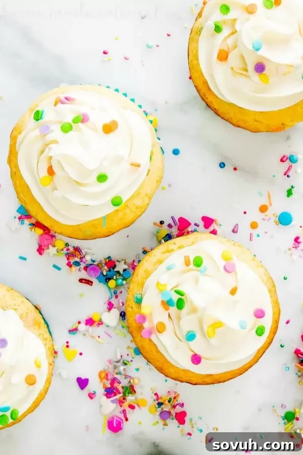 vanilla frosted funfetti cupcakes