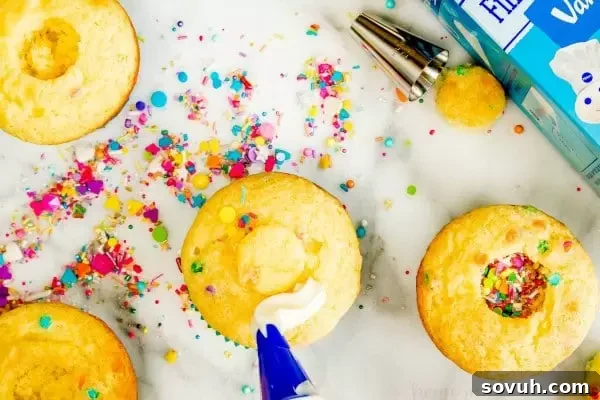 frosting a funfetti cupcake