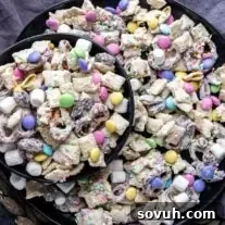 Bunny Bait made with Chex mix and M&M's