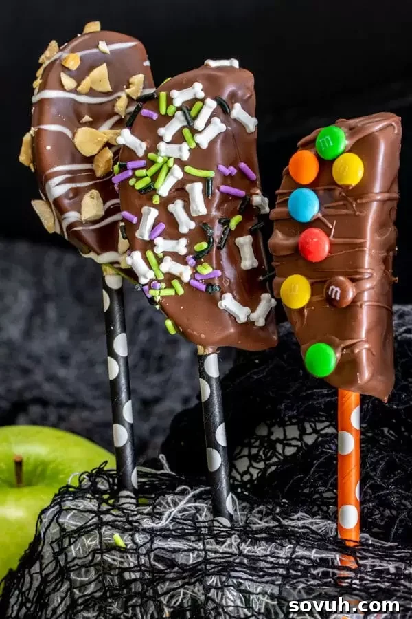 Chocolate Covered Apple Kabobs are a fun and easy Halloween dessert for kids to make