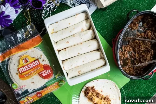 Assembling beef enchiladas with Mission tortillas