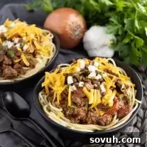 two black bowls of Cincinnati Chili