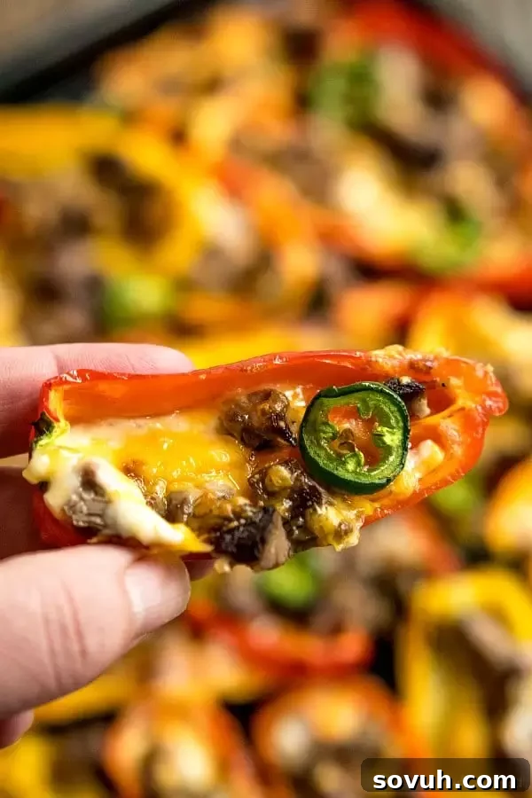 Close-up of low carb nachos with carne asada, melted cheese, and fresh toppings.