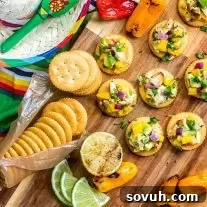 Mango Chicken Salad with grilled chicken on a RITZ cracker