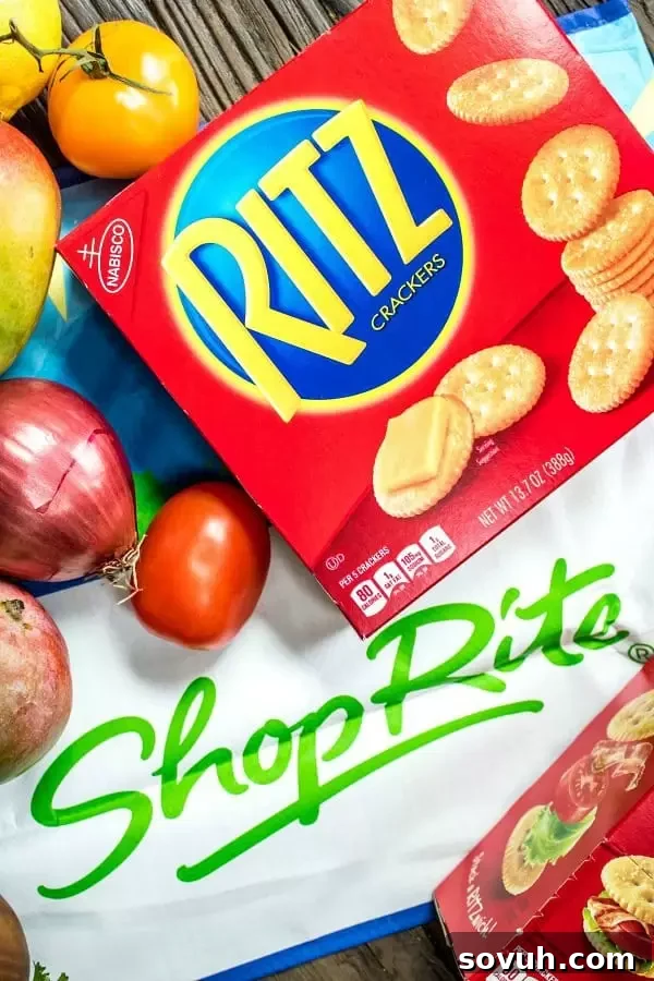 ShopRite store front with a display of RITZ crackers