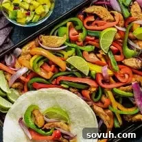 sheet pan chicken fajitas with tortillas