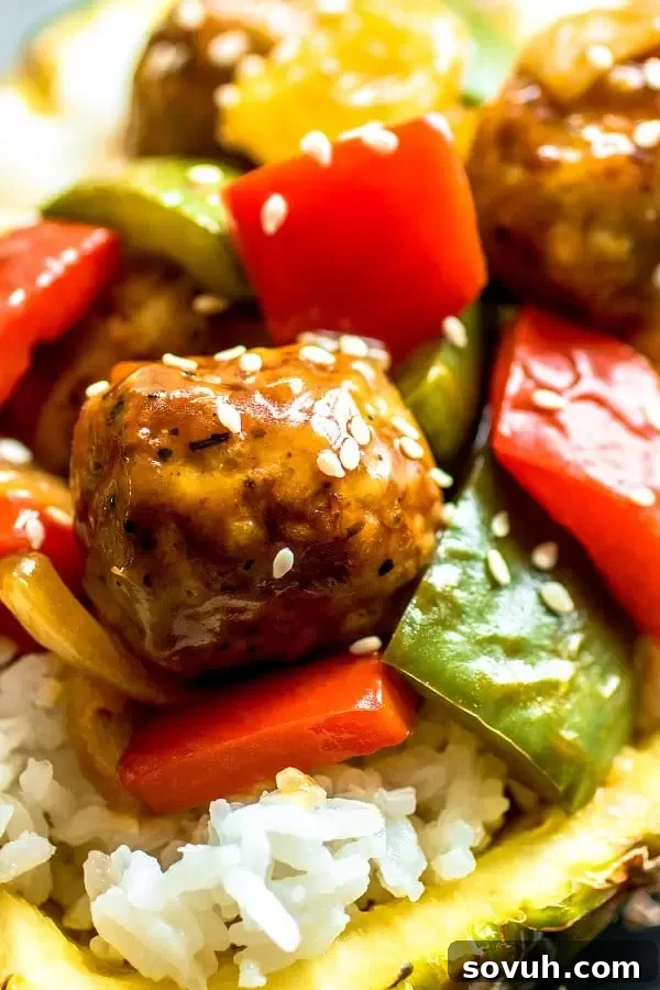 Pineapple Teriyaki Meatball over rice
