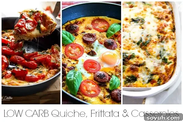 Low carb quiche, low carb frittata and low carb casserole recipes for brunch