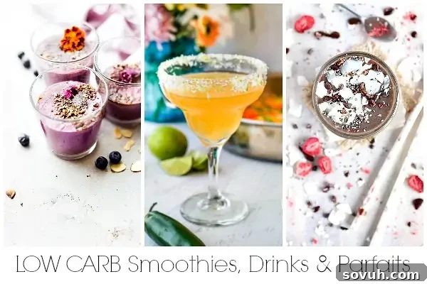 low carb drinks, low carb smoothies and low carb parfaits for a low carb brunch