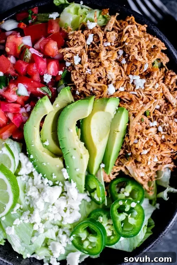 crock pot shredded chicken taco bowl
