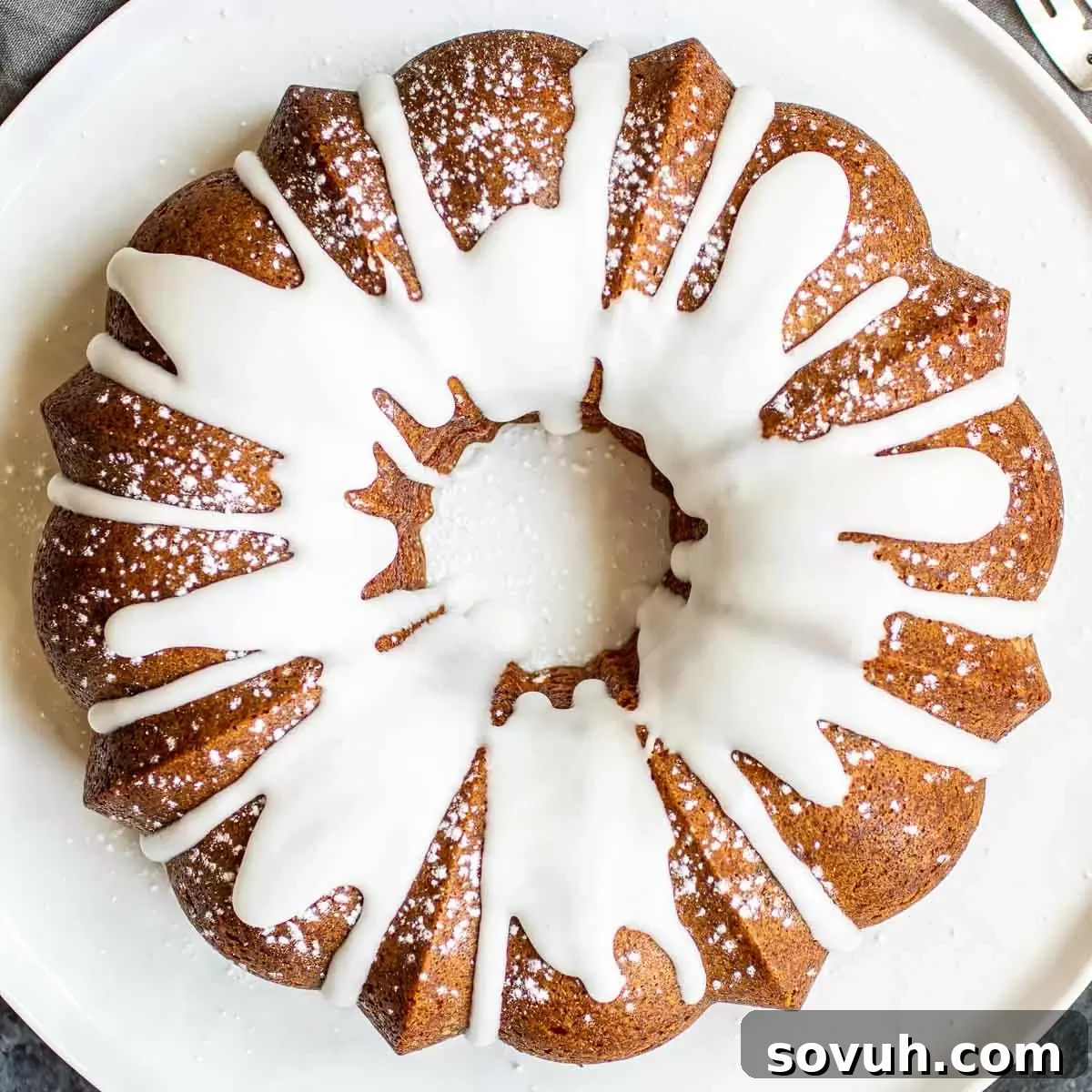 Sock it to Me Cake on a white platter