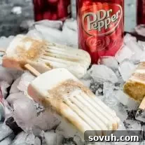 Dr. Pepper Popsicles on ice
