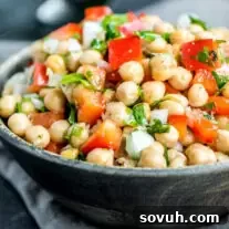 A vibrant bowl of Mediterranean Chickpea Salad, perfect for a healthy and delicious meal
