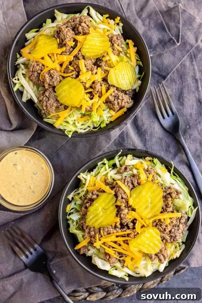 Unbunned Big Mac Keto Bowl 6 McDonald's copycat Keto Big Mac Bowl