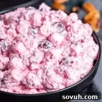 A bowl of Cranberry Fluff, the perfect holiday side dish or dessert.