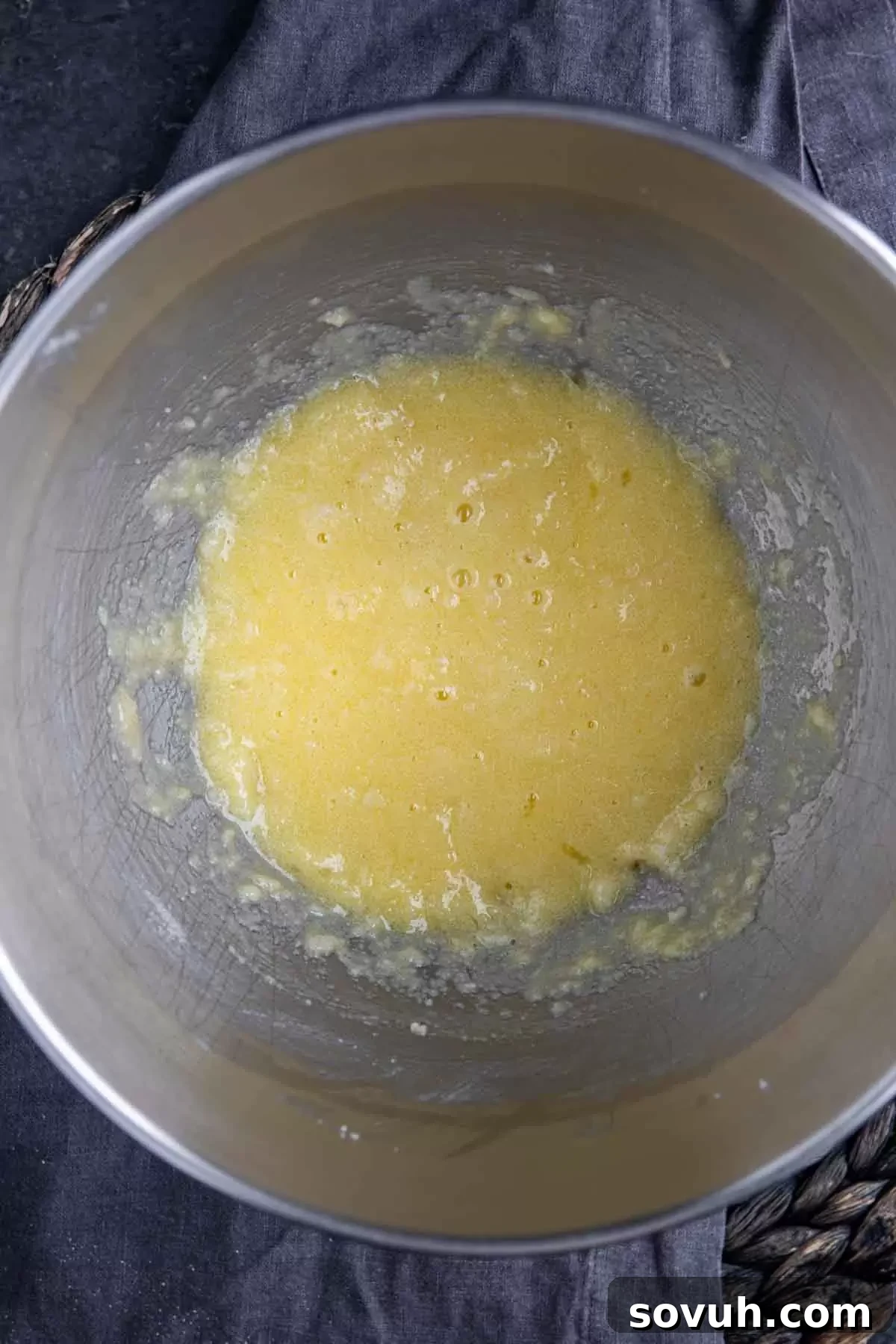 Ranger Cookies dough with eggs thoroughly mixed in, creating a smooth batter