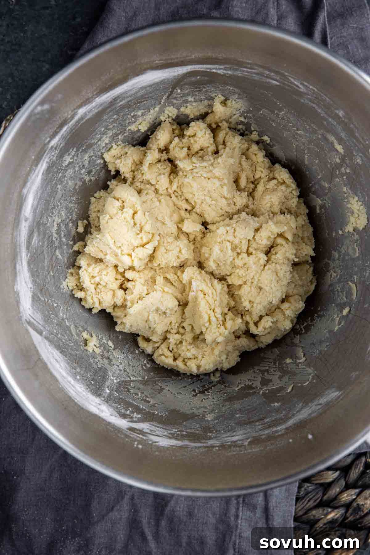 Smooth Ranger Cookies dough in a bowl before the addition of chocolate chips, oats, and cereal
