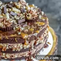 Homemade Chocolate Hazelnut Brownie Cake with multiple layers