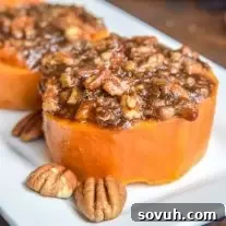 Mini Sweet Potato Casserole with brown sugar and pecans baked on top, presented on a round platter