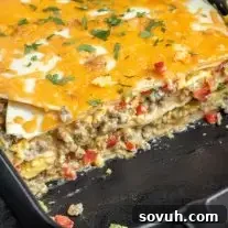 cheesy Breakfast Burrito Casserole layers