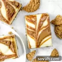 gingersnap swirled cheesecake bars
